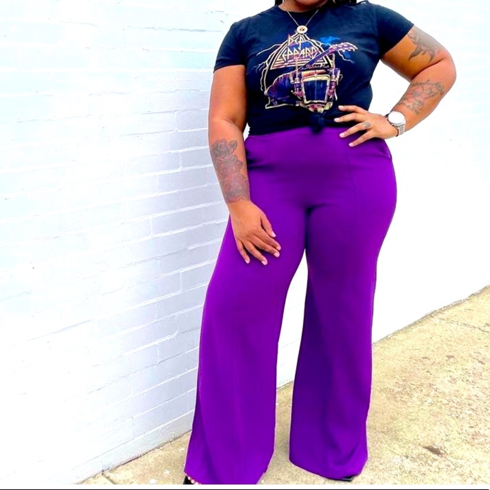 High-Waist Wide Leg Pants in Purple